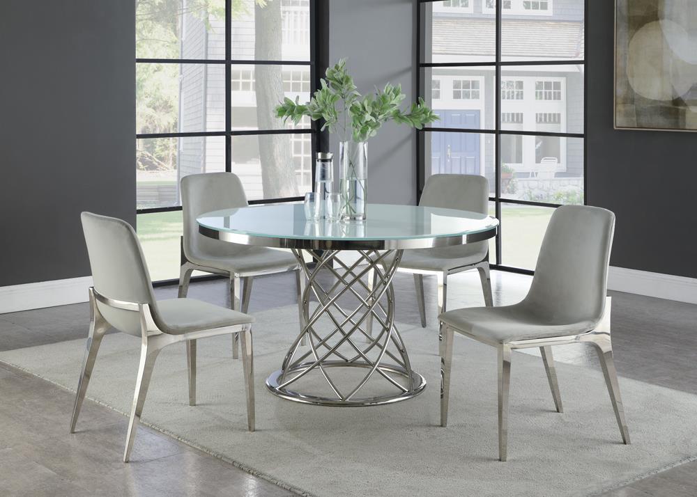 Irene Light Gray/Chrome Upholstered Side Chairs, Set of 4 - 110402 - Bien Home Furniture &amp; Electronics
