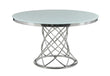 Irene White/Chrome Round Glass Top Dining Table - 110401 - Bien Home Furniture & Electronics