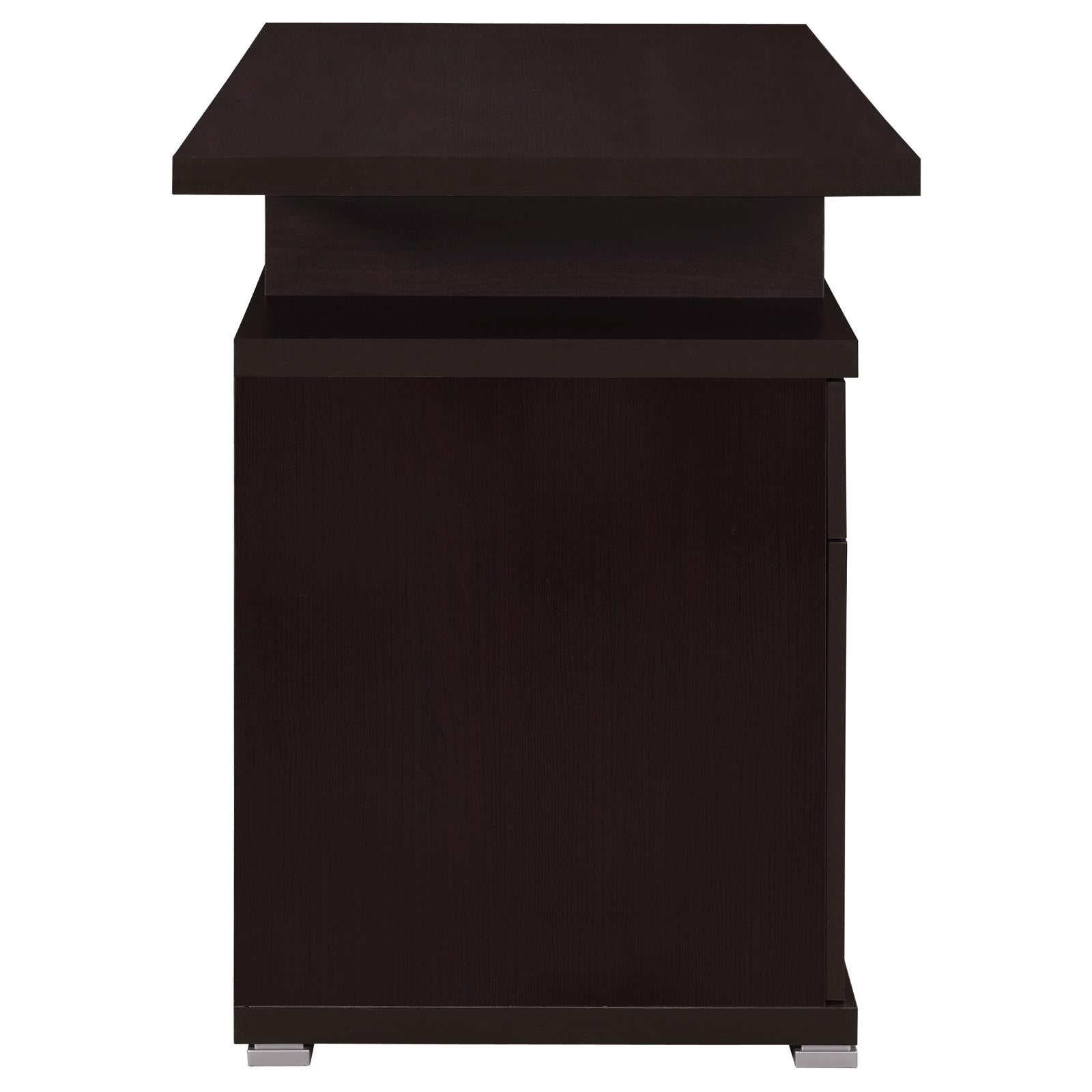 Irving Cappuccino 2-Drawer Office Desk with Cabinet - 800109 - Bien Home Furniture & Electronics