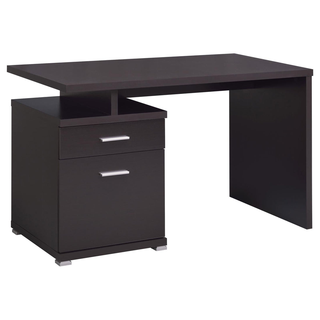 Irving Cappuccino 2-Drawer Office Desk with Cabinet - 800109 - Bien Home Furniture &amp; Electronics