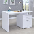 Irving White 2-Drawer Office Desk with Cabinet - 800110 - Bien Home Furniture & Electronics