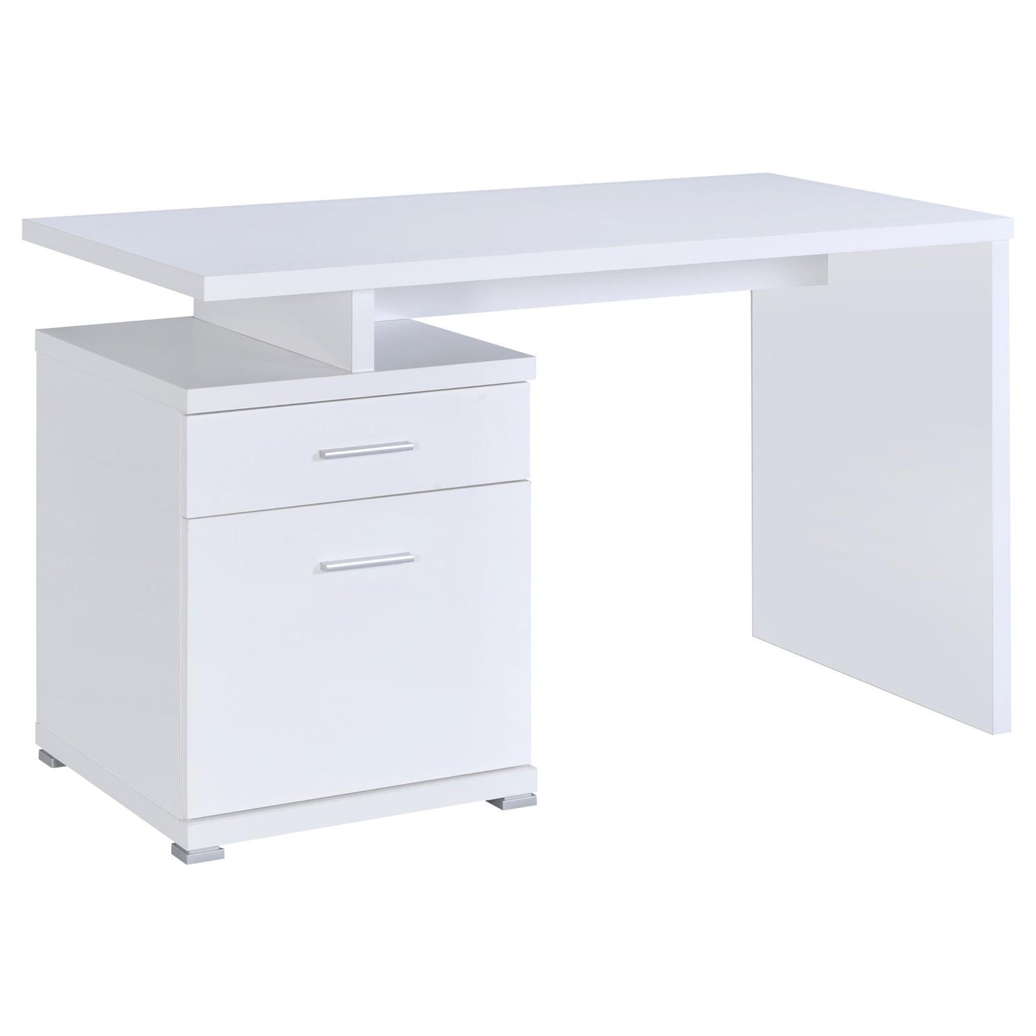 Irving White 2-Drawer Office Desk with Cabinet - 800110 - Bien Home Furniture & Electronics