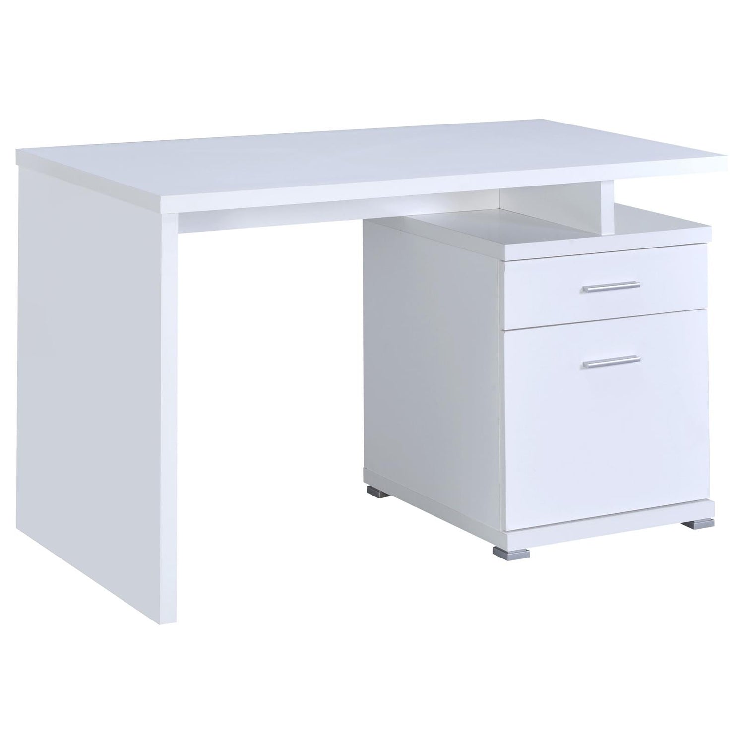 Irving White 2-Drawer Office Desk with Cabinet - 800110 - Bien Home Furniture & Electronics