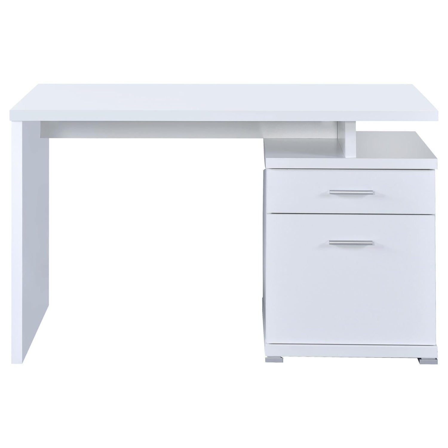 Irving White 2-Drawer Office Desk with Cabinet - 800110 - Bien Home Furniture & Electronics