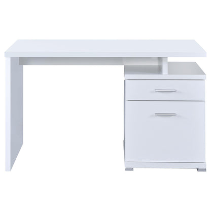 Irving White 2-Drawer Office Desk with Cabinet - 800110 - Bien Home Furniture &amp; Electronics