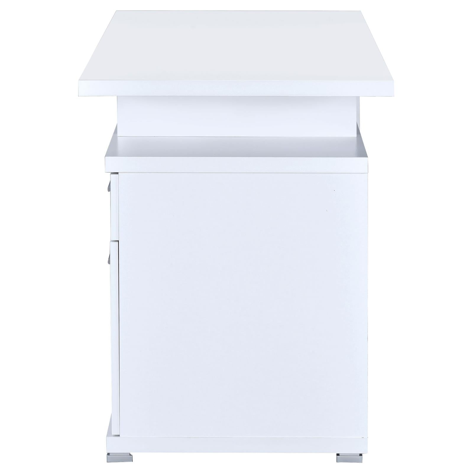 Irving White 2-Drawer Office Desk with Cabinet - 800110 - Bien Home Furniture & Electronics