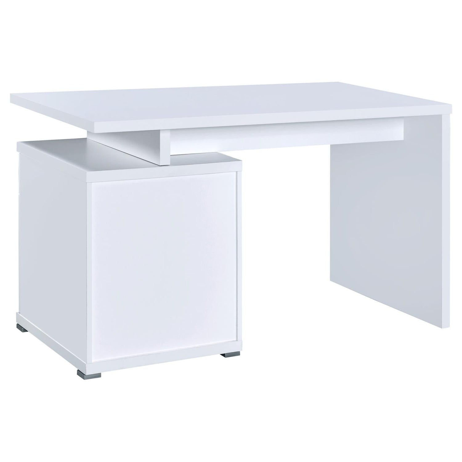 Irving White 2-Drawer Office Desk with Cabinet - 800110 - Bien Home Furniture & Electronics