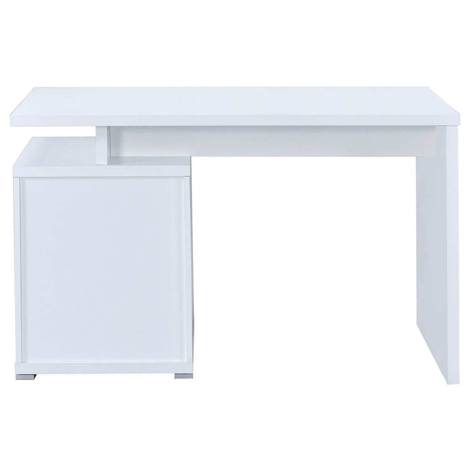 Irving White 2-Drawer Office Desk with Cabinet - 800110 - Bien Home Furniture & Electronics