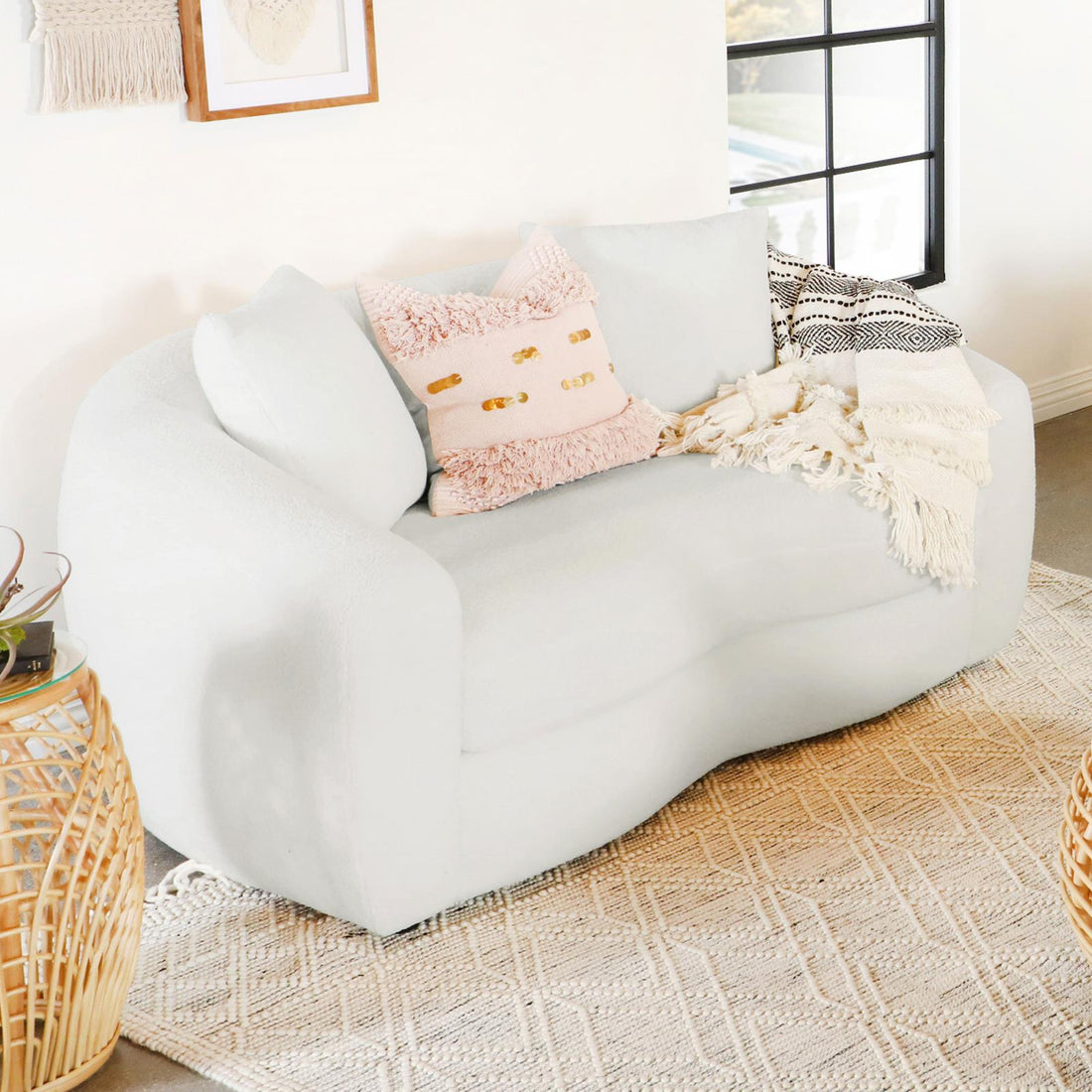 Isabella Upholstered Tight Back Loveseat White - 509872 - Bien Home Furniture &amp; Electronics