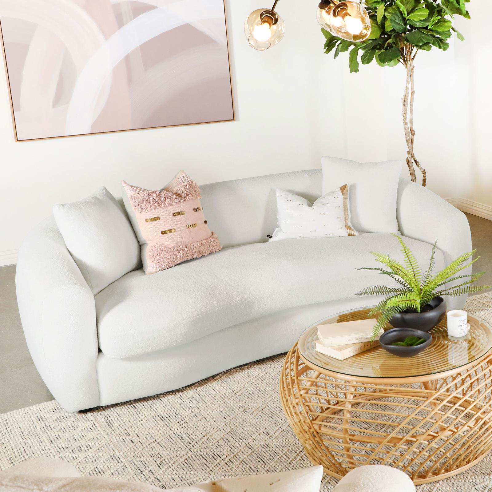 Isabella Upholstered Tight Back Sofa White - 509871 - Bien Home Furniture & Electronics