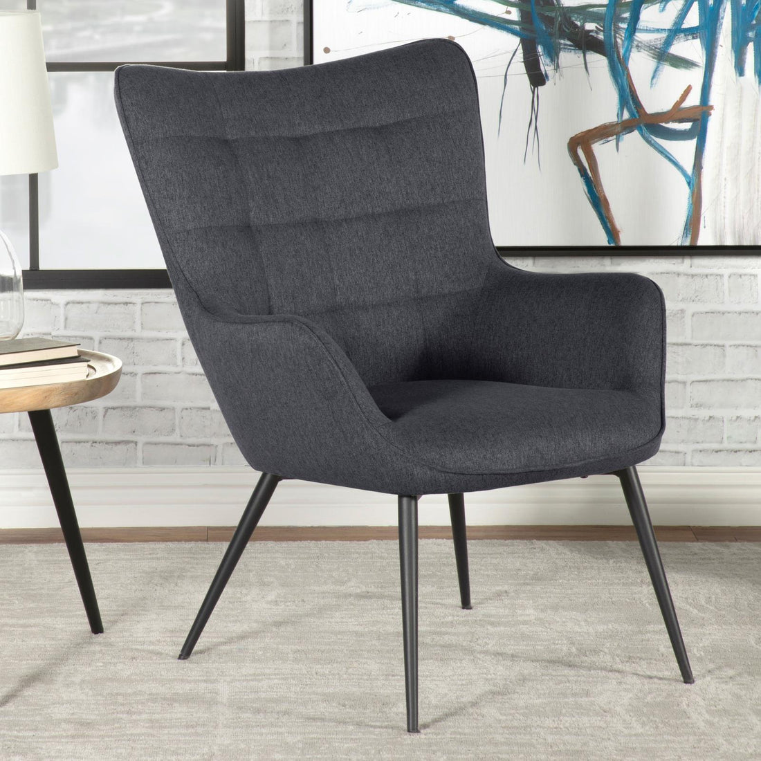 Isla Upholstered Flared Arms Accent Chair with Grid Tufted - 909466 - Bien Home Furniture &amp; Electronics