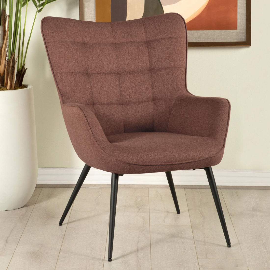 Isla Upholstered Flared Arms Accent Chair with Grid Tufted - 909468 - Bien Home Furniture &amp; Electronics