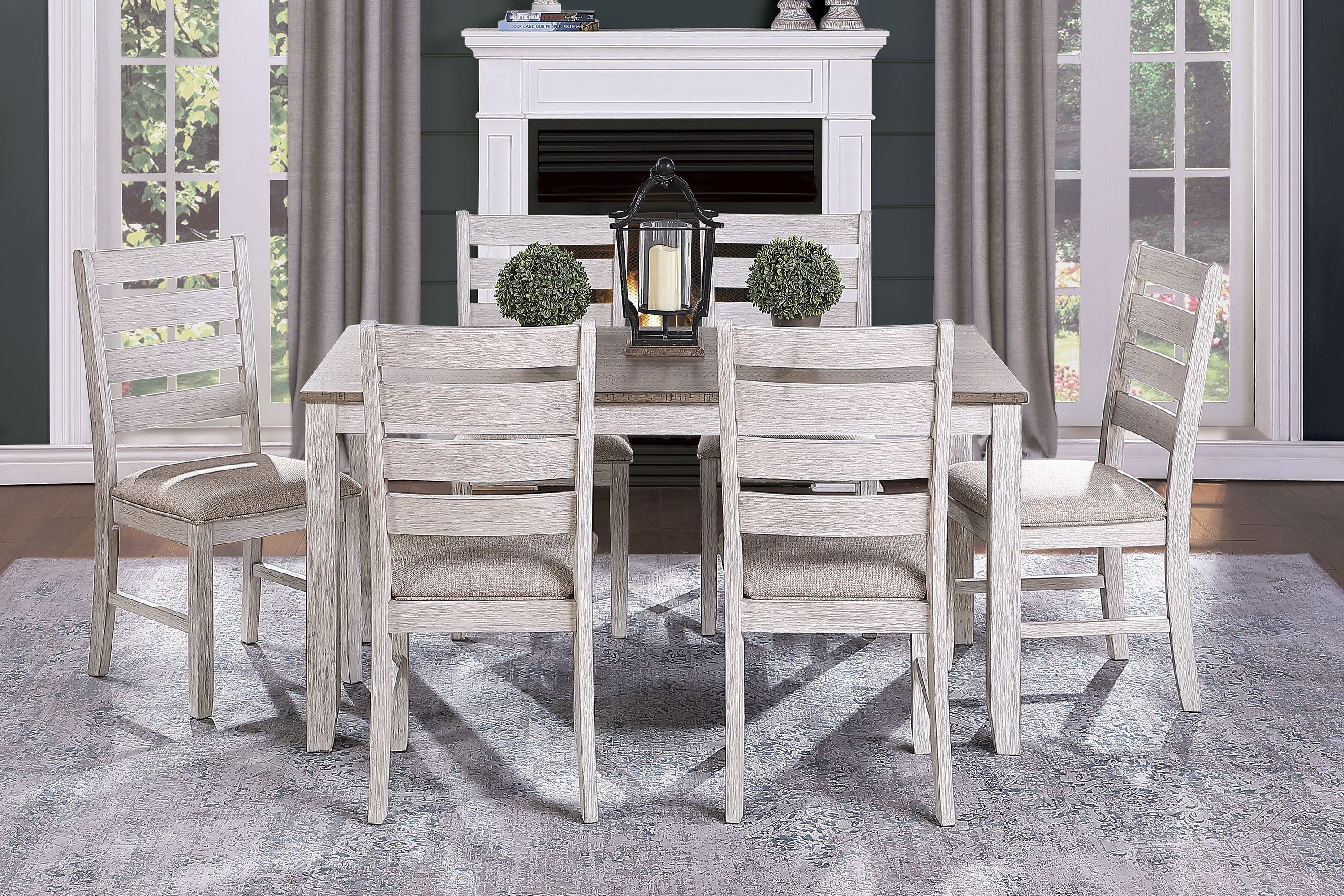 Ithaca Grayish White/Brown Dining Table - 5769W-60 - Bien Home Furniture & Electronics