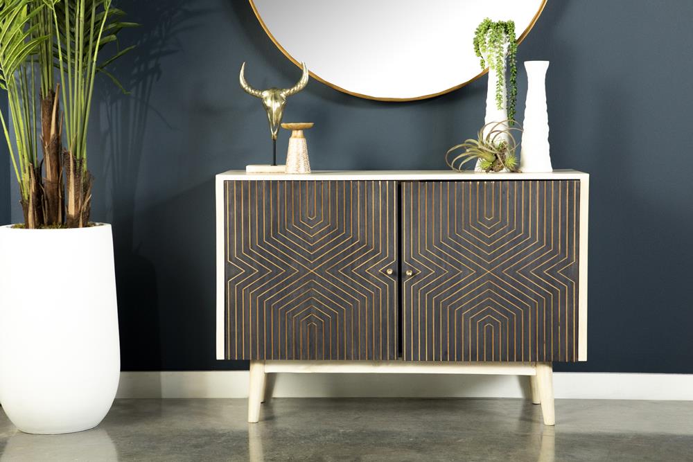 Ixora White Washed/Black 2-Door Accent Cabinet - 953430 - Bien Home Furniture & Electronics