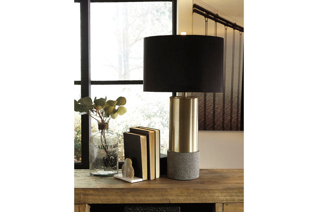 Jacek Gray/Brass Finish Table Lamp, Set of 2 - L243164 - Bien Home Furniture &amp; Electronics