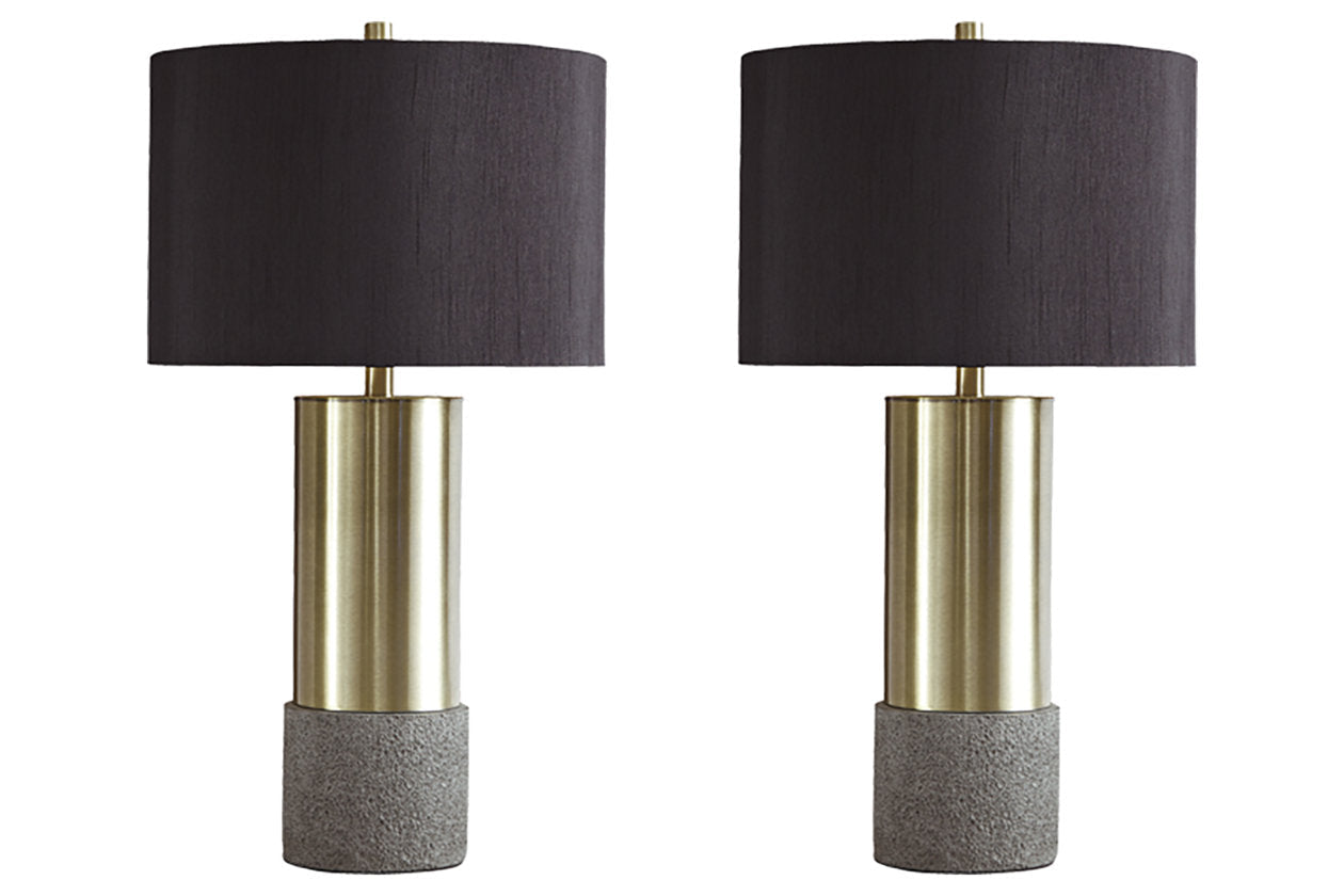Jacek Gray/Brass Finish Table Lamp, Set of 2 - L243164 - Bien Home Furniture & Electronics