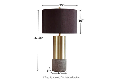 Jacek Gray/Brass Finish Table Lamp, Set of 2 - L243164 - Bien Home Furniture &amp; Electronics