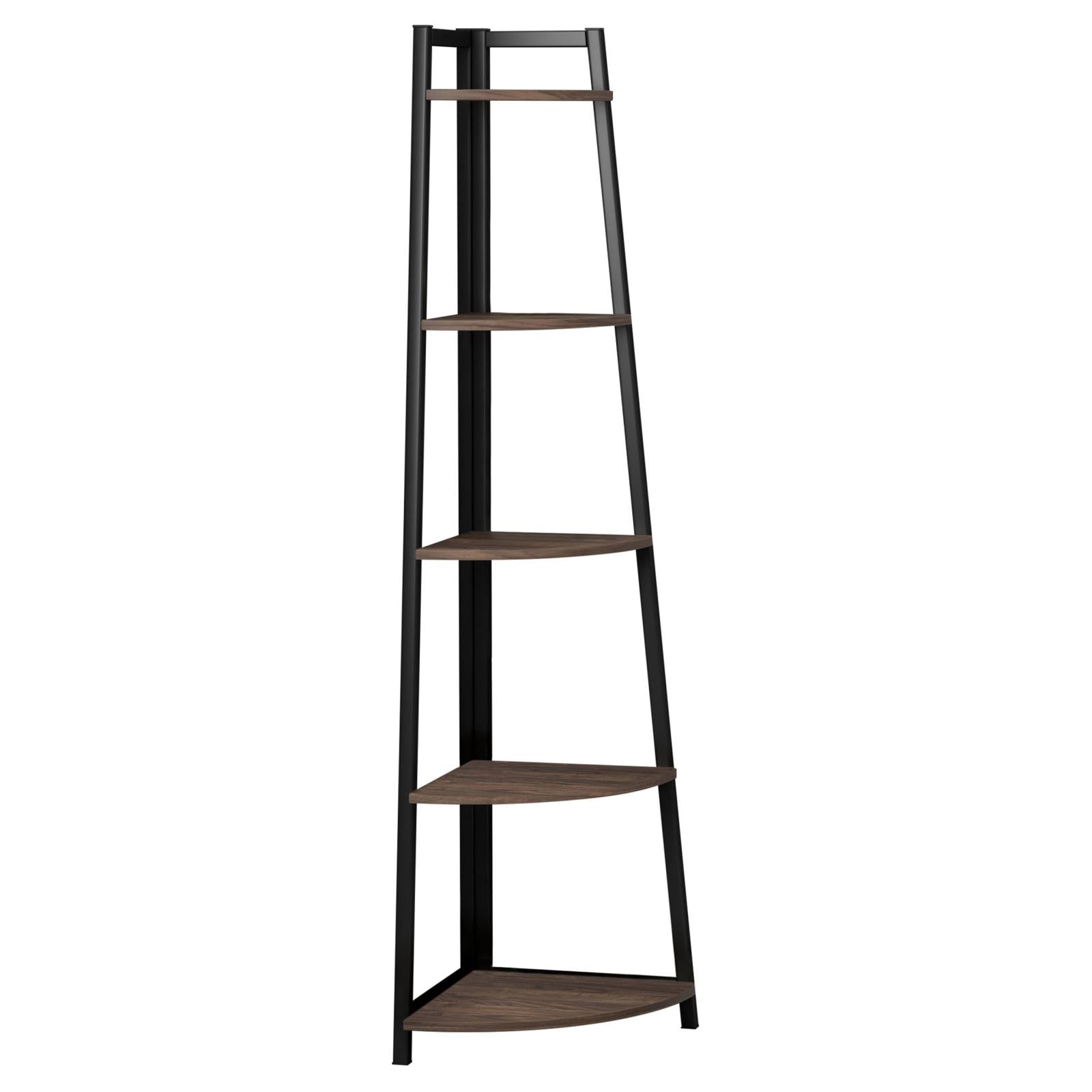 Jacksonville Aged Walnut 5-Tier Corner Bookcase - 805497 - Bien Home Furniture & Electronics