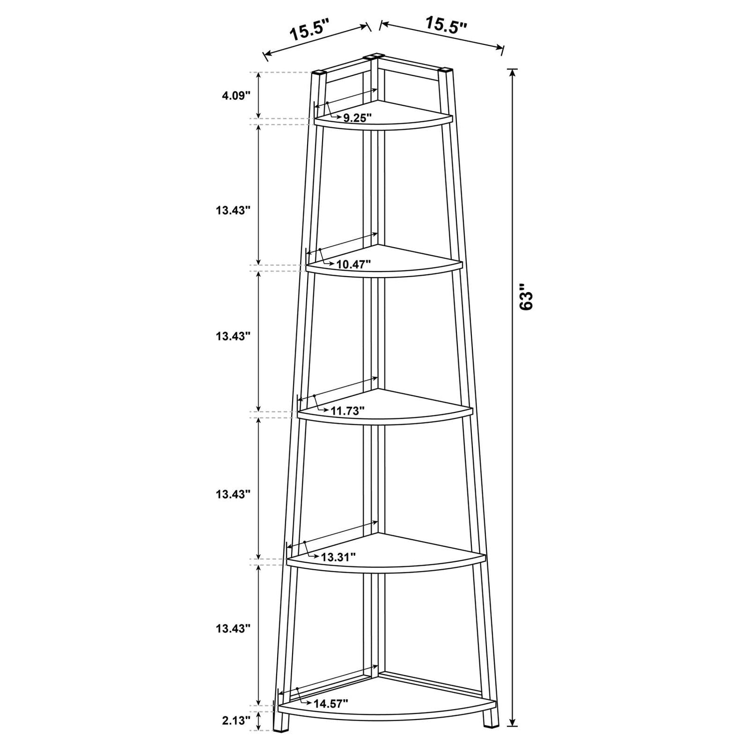 Jacksonville Aged Walnut 5-Tier Corner Bookcase - 805497 - Bien Home Furniture & Electronics