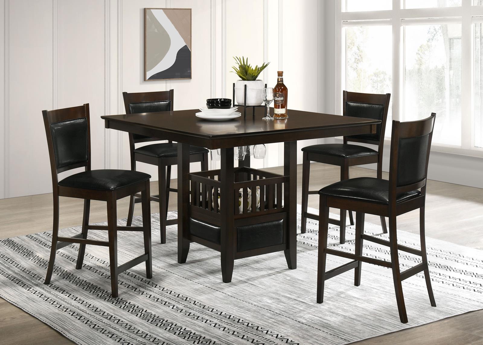 Jaden Transitional Cappuccino Five-Piece Counter-Height Dining Set - 100958-S5 - Bien Home Furniture & Electronics