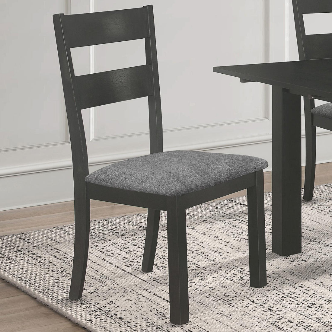 Jakob Gray/Black Upholstered Side Chairs with Ladder Back, Set of 2 - 115132 - Bien Home Furniture &amp; Electronics