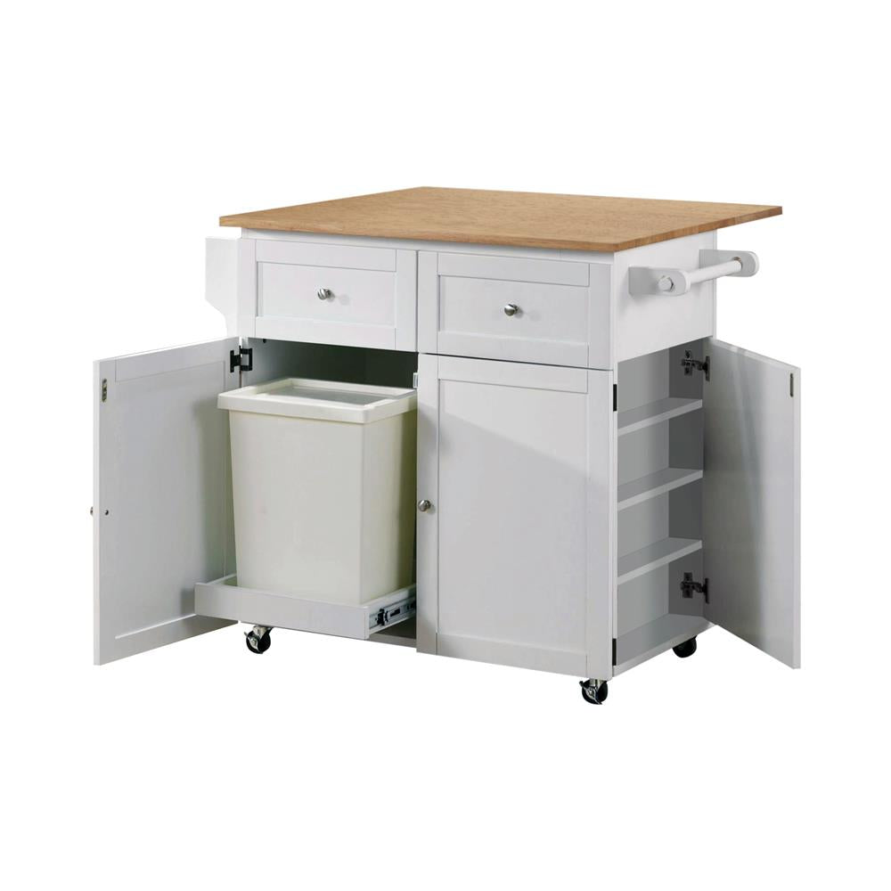 Jalen Natural Brown/White 3-Door Kitchen Cart with Casters - 900558 - Bien Home Furniture & Electronics