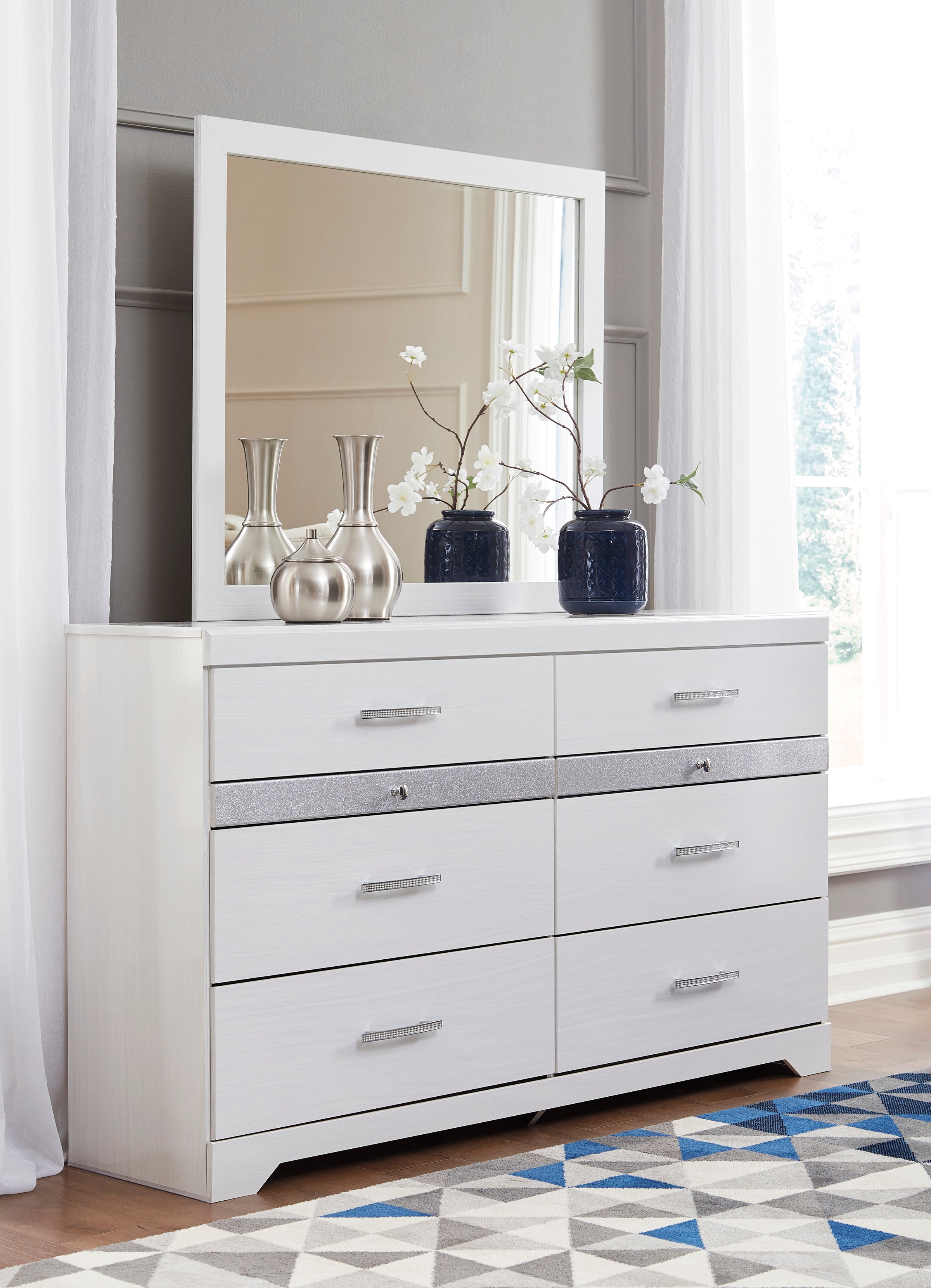 Jallory White Mirror (Mirror Only) - B302-36 - Bien Home Furniture & Electronics