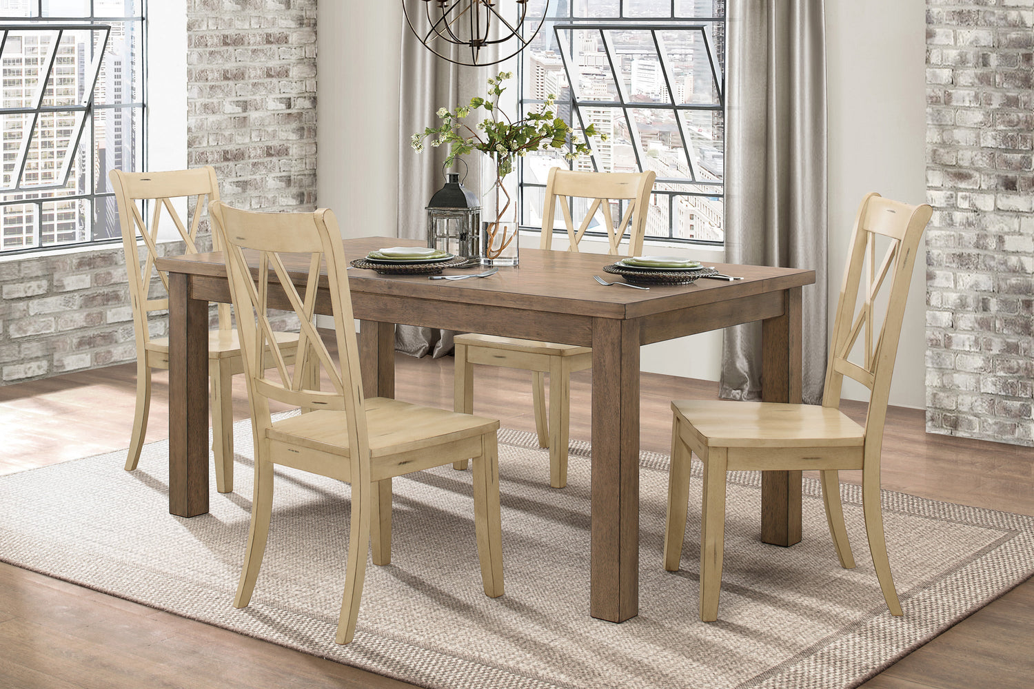 Janina Natural/Buttermilk Dining Set - SET | 5516-66 | 5516BMS(3) - Bien Home Furniture & Electronics