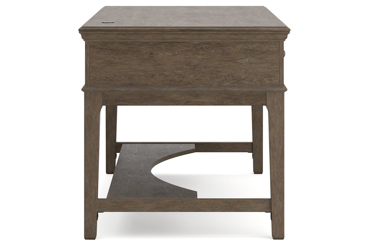 Janismore Weathered Gray Home Office Storage Leg Desk - H776-26 - Bien Home Furniture &amp; Electronics