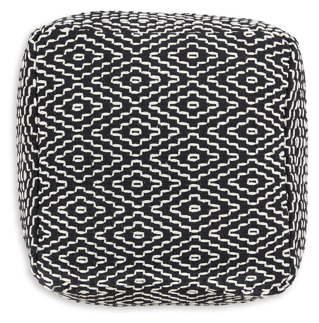 Jasett Black/Ivory Pouf - A1001058 - Bien Home Furniture & Electronics