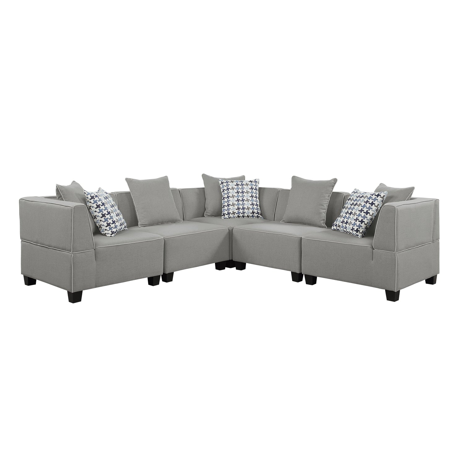 Jayilin Gray 5-Piece Modular Sectional - SET | 9357GY-AC(2) | 9357GY-CR(3) | 9357GY-4 - Bien Home Furniture & Electronics