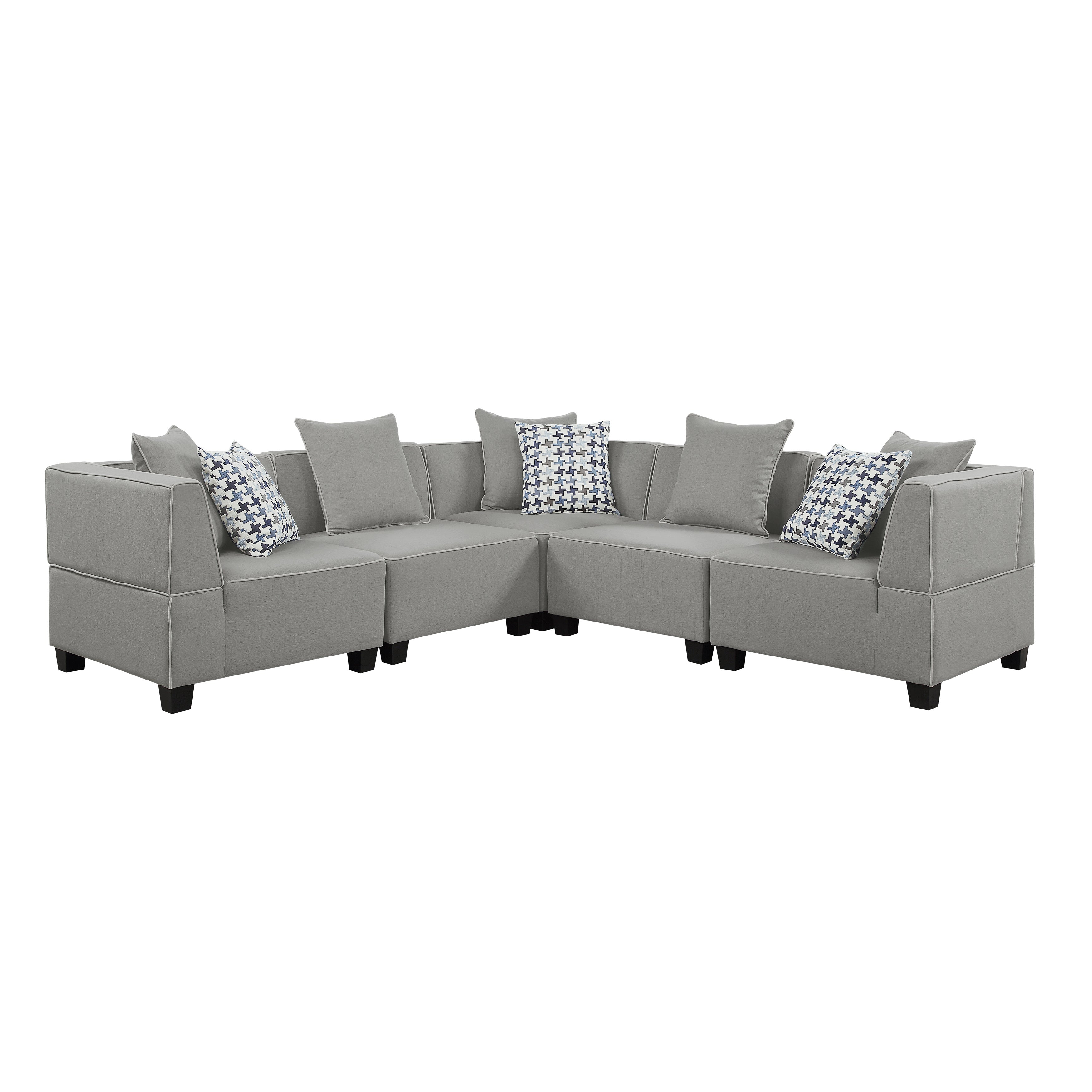 Jayilin Gray 5-Piece Modular Sectional - SET | 9357GY-AC(2) | 9357GY-CR(3) | 9357GY-4 - Bien Home Furniture & Electronics