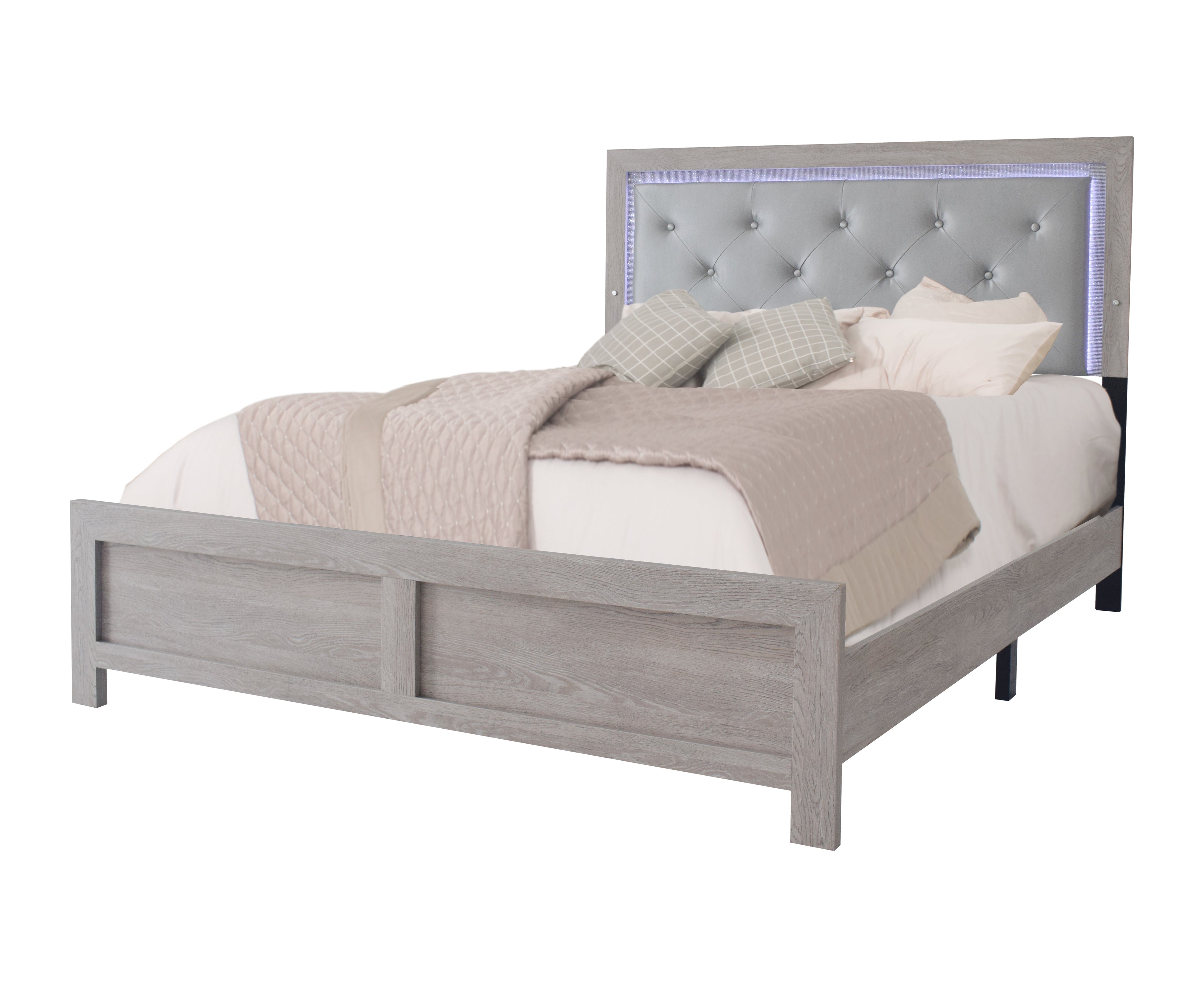 Jaylen Cream LED Panel Bedroom Set - SET | B9270-Q-BED | B9270-2 | B9270-4 - Bien Home Furniture & Electronics
