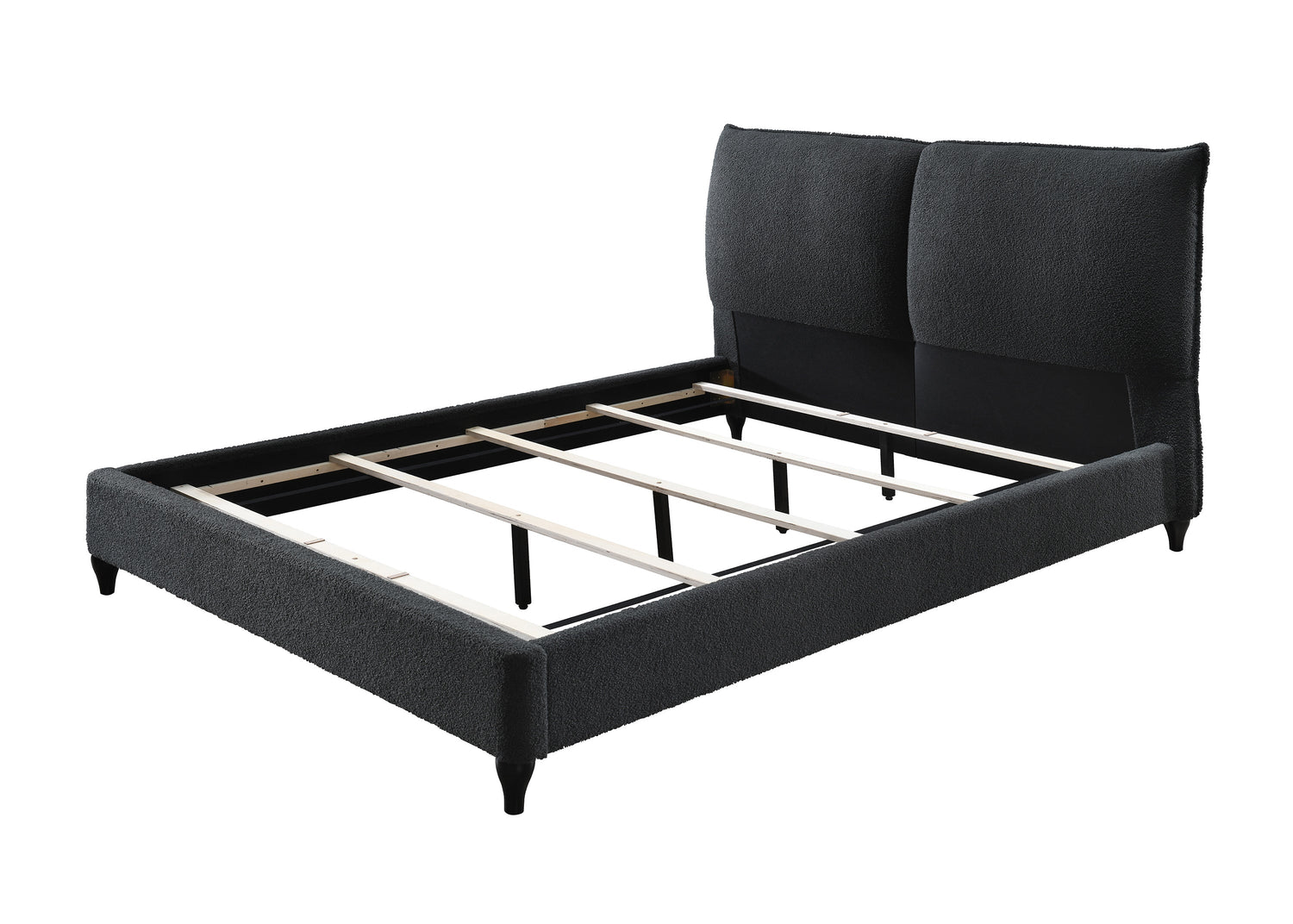 Jenn Charcoal Boucle Queen Upholstered Platform Bed - SET | 5106CL-Q-HBFB | 5106-Q-DECK | 5106CL-KQ-RAIL - Bien Home Furniture &amp; Electronics