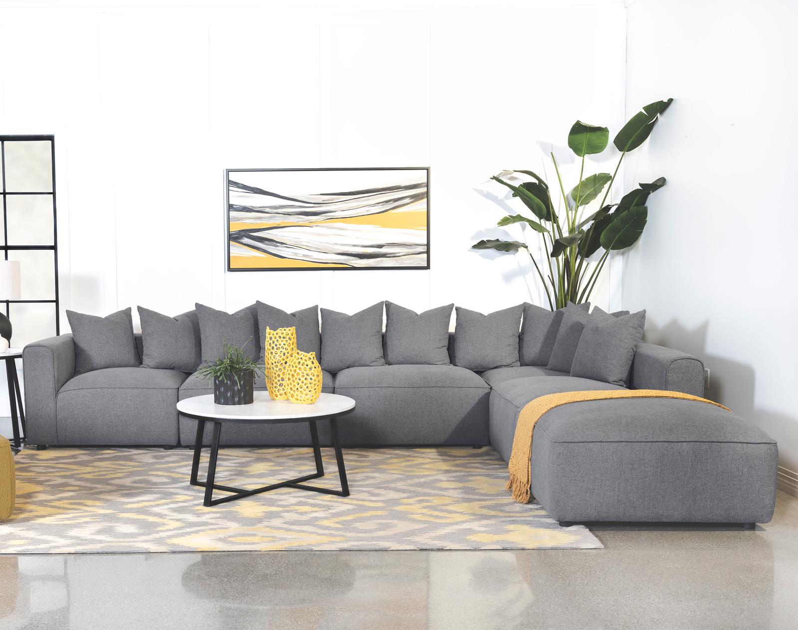 Jennifer 6-Piece Tight Seat Modular Sectional Gray - 551594-SET - Bien Home Furniture & Electronics