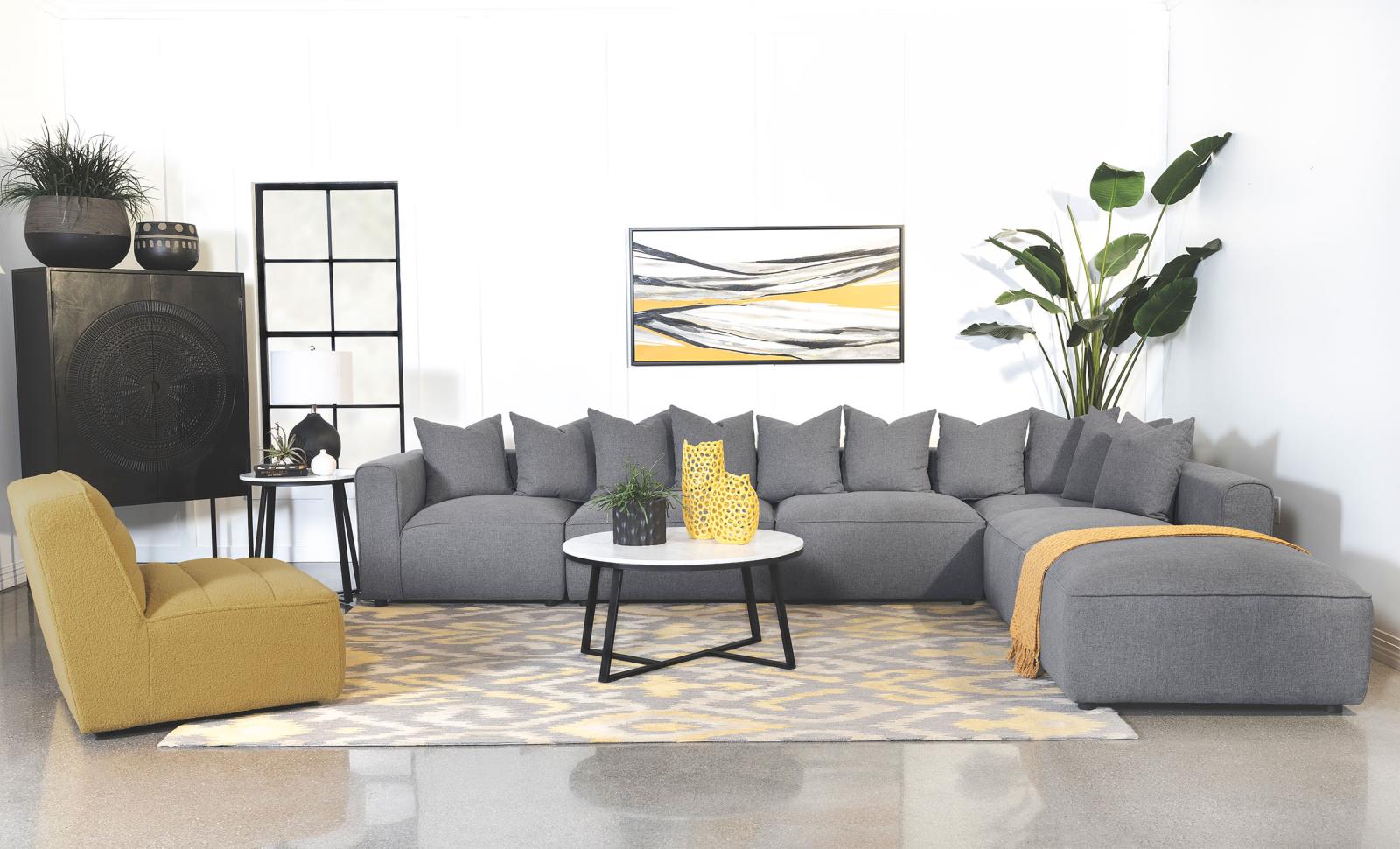 Jennifer 6-Piece Tight Seat Modular Sectional Gray - 551594-SET - Bien Home Furniture & Electronics