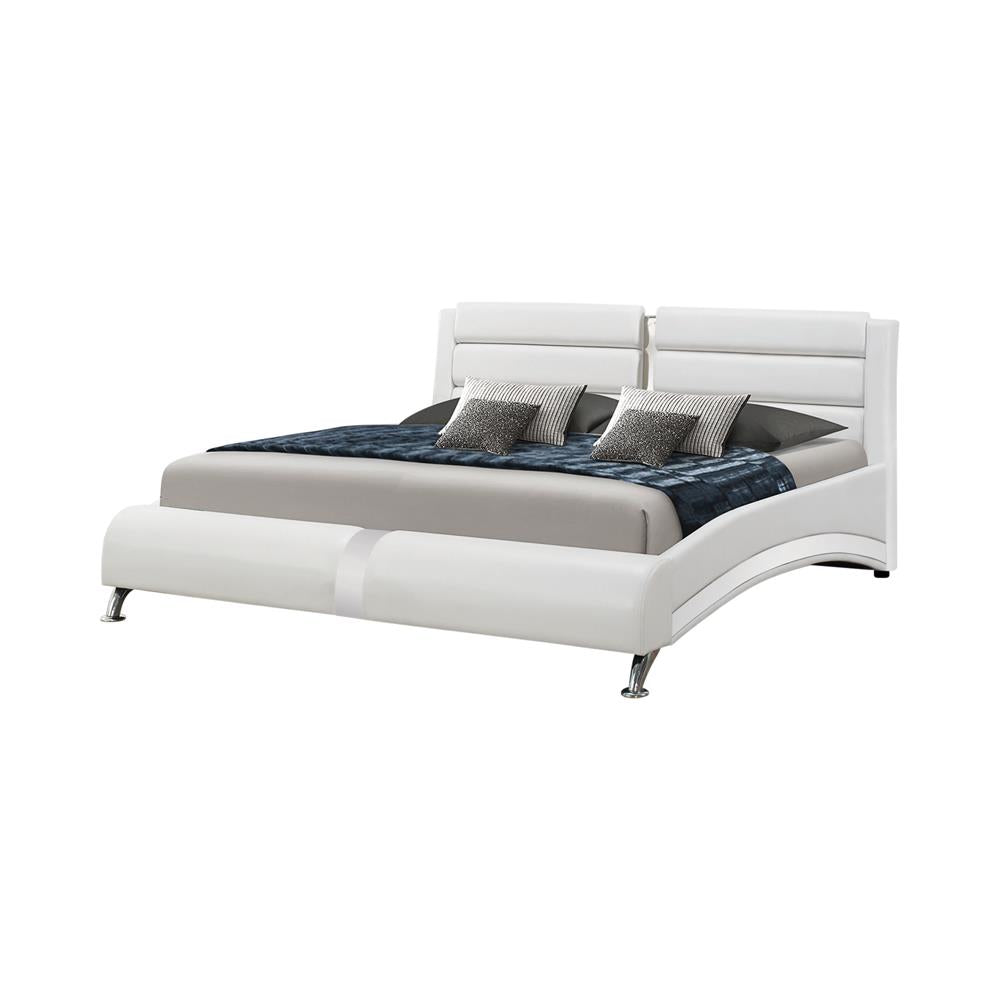 Jeremaine Eastern King Upholstered Bed White - 300345KE - Bien Home Furniture & Electronics