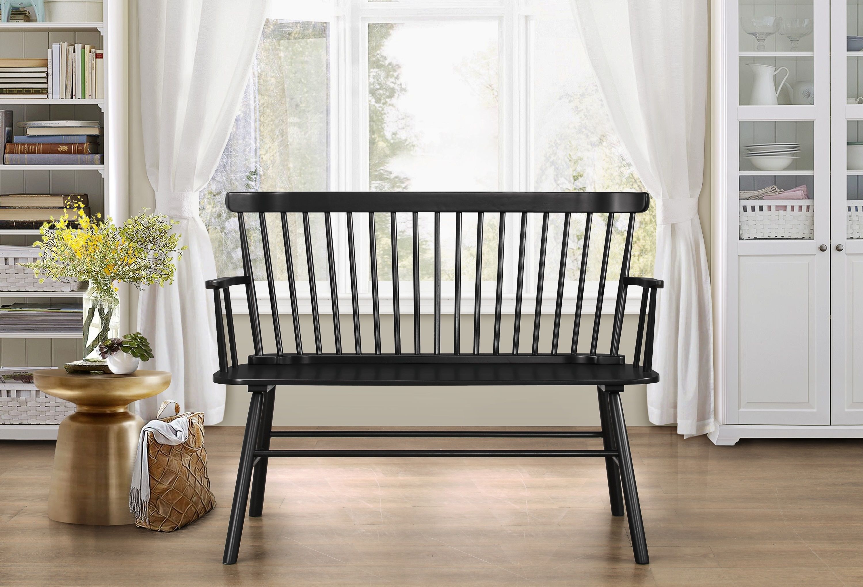 Jerimiah Spindleback Black Bench - 4185-BENCH-BK - Bien Home Furniture &amp; Electronics