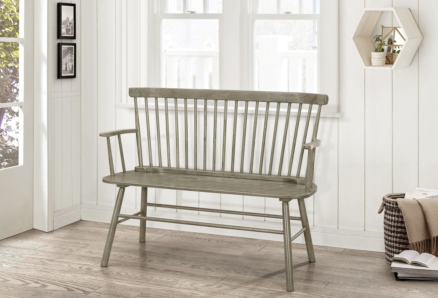 Jerimiah Spindleback Gray Bench - 4185-BENCH-GY - Bien Home Furniture & Electronics