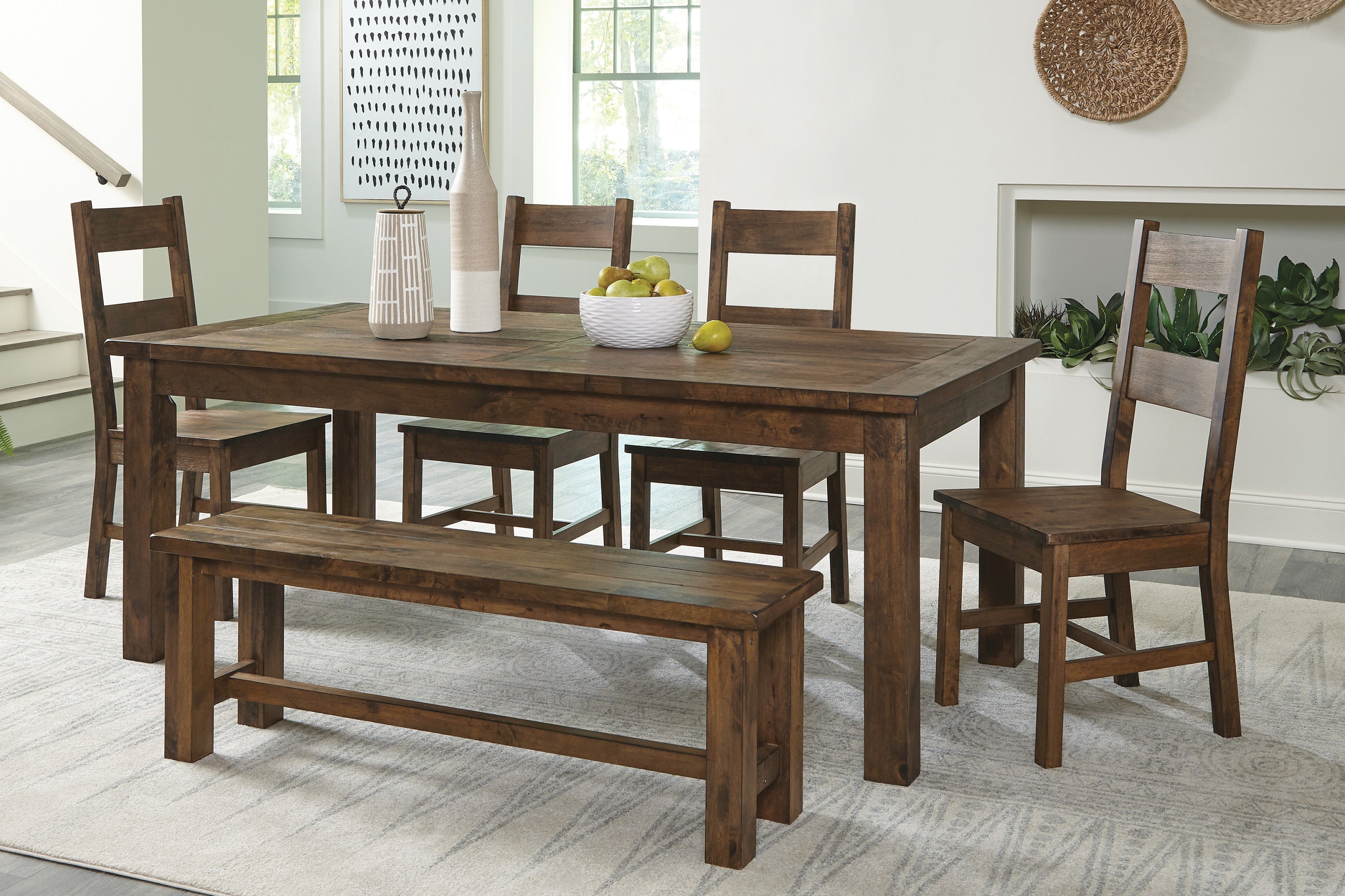 Jerrick Burnished Brown Dining Set - SET | 1957-79 | 1957S(4) - Bien Home Furniture & Electronics