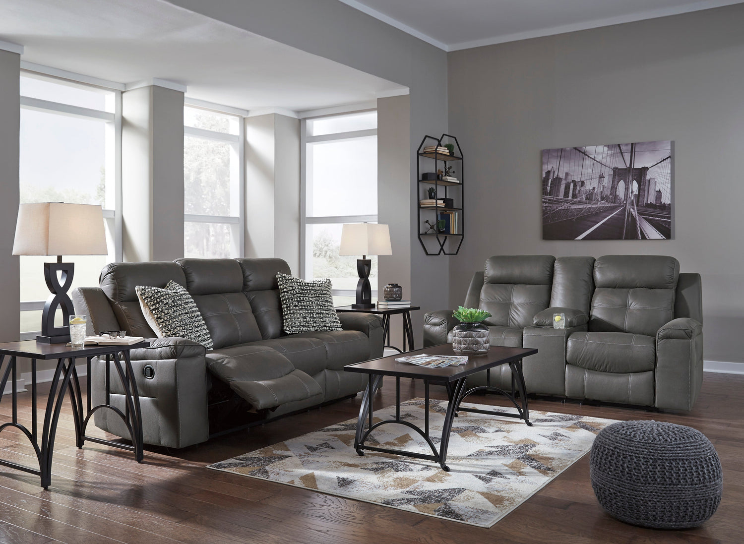 Jesolo Dark Gray Reclining Living Room Set - SET | 8670588 | 8670594 - Bien Home Furniture & Electronics