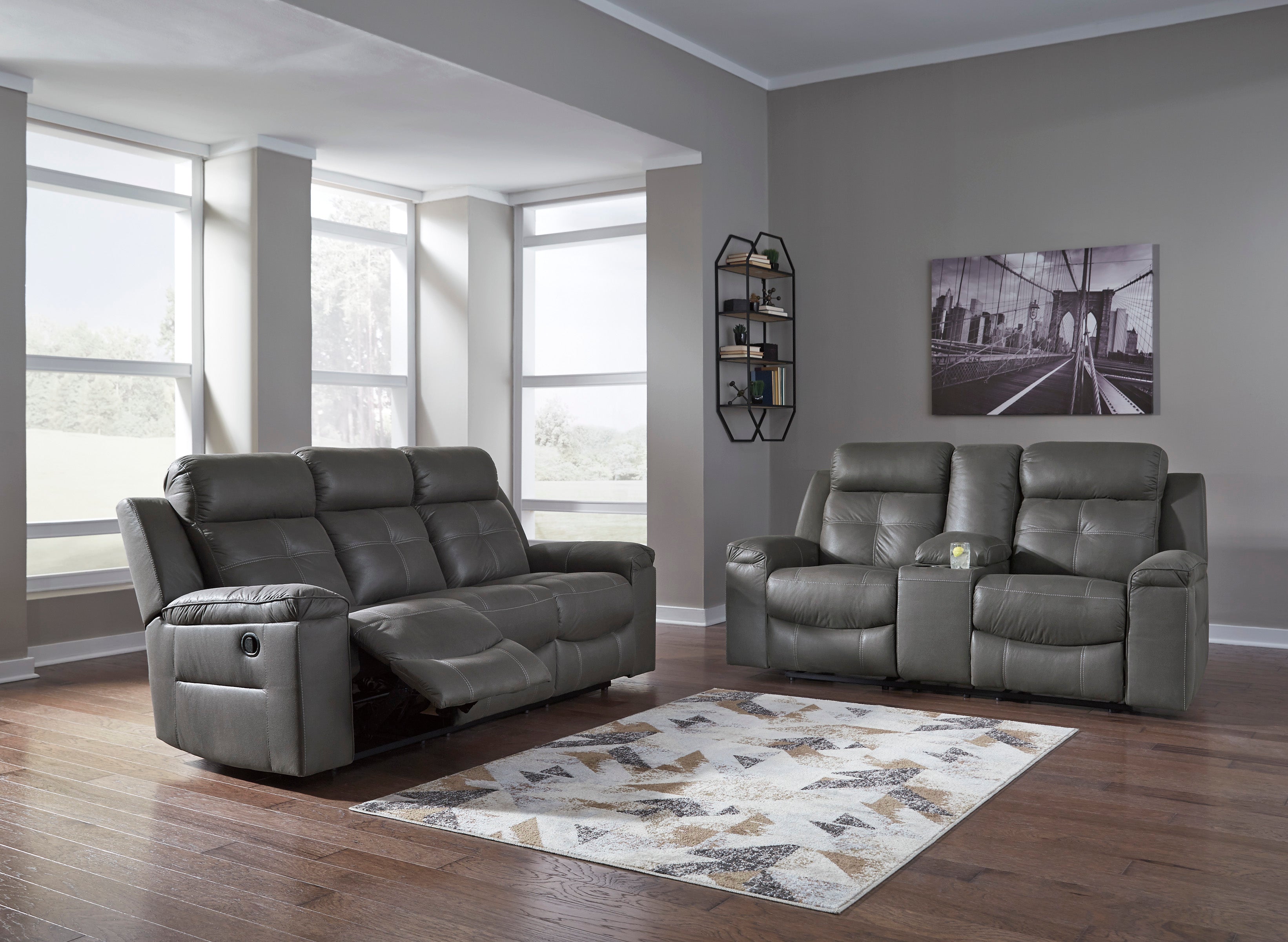 Jesolo Dark Gray Reclining Living Room Set - SET | 8670588 | 8670594 - Bien Home Furniture &amp; Electronics