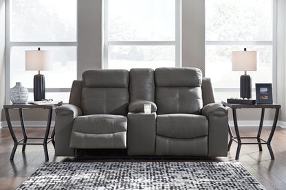 Jesolo Dark Gray Reclining Loveseat with Console - 8670594 - Bien Home Furniture &amp; Electronics