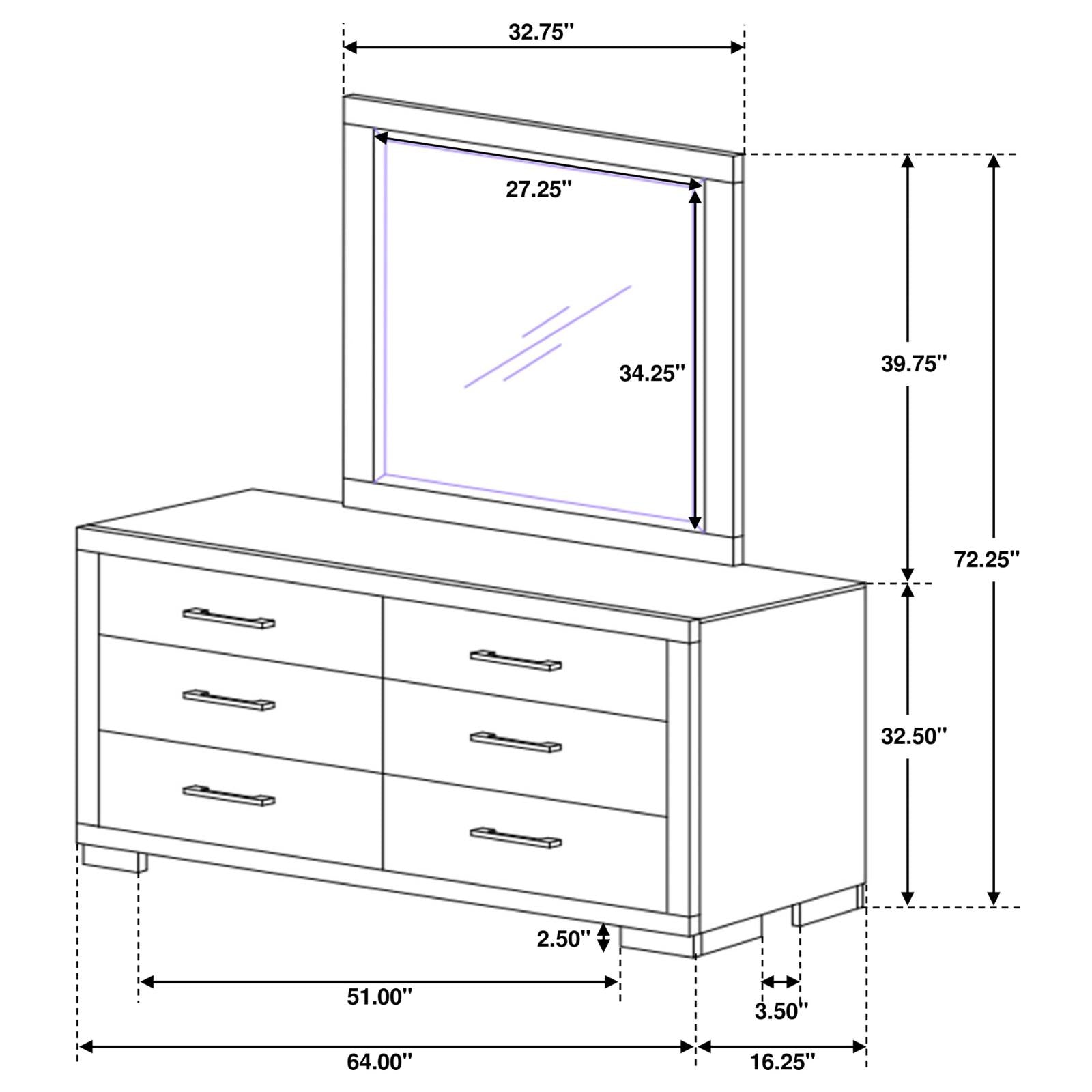Jessica 6-drawer Dresser with Mirror Cappuccino - 200713M - Bien Home Furniture & Electronics