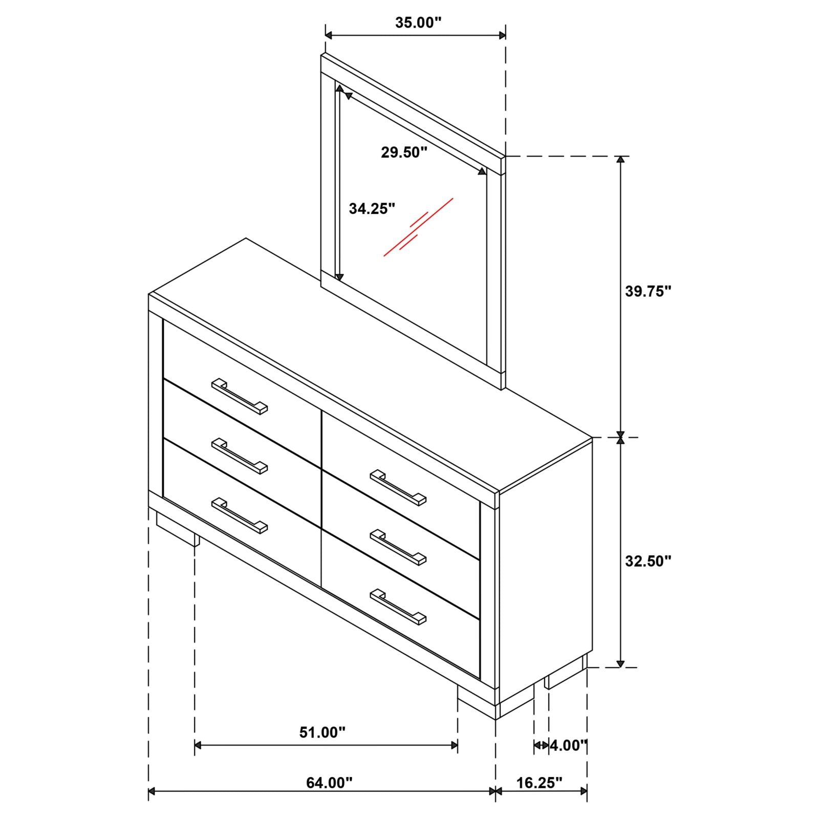Jessica 6-drawer Dresser with Mirror White - 202993M - Bien Home Furniture & Electronics