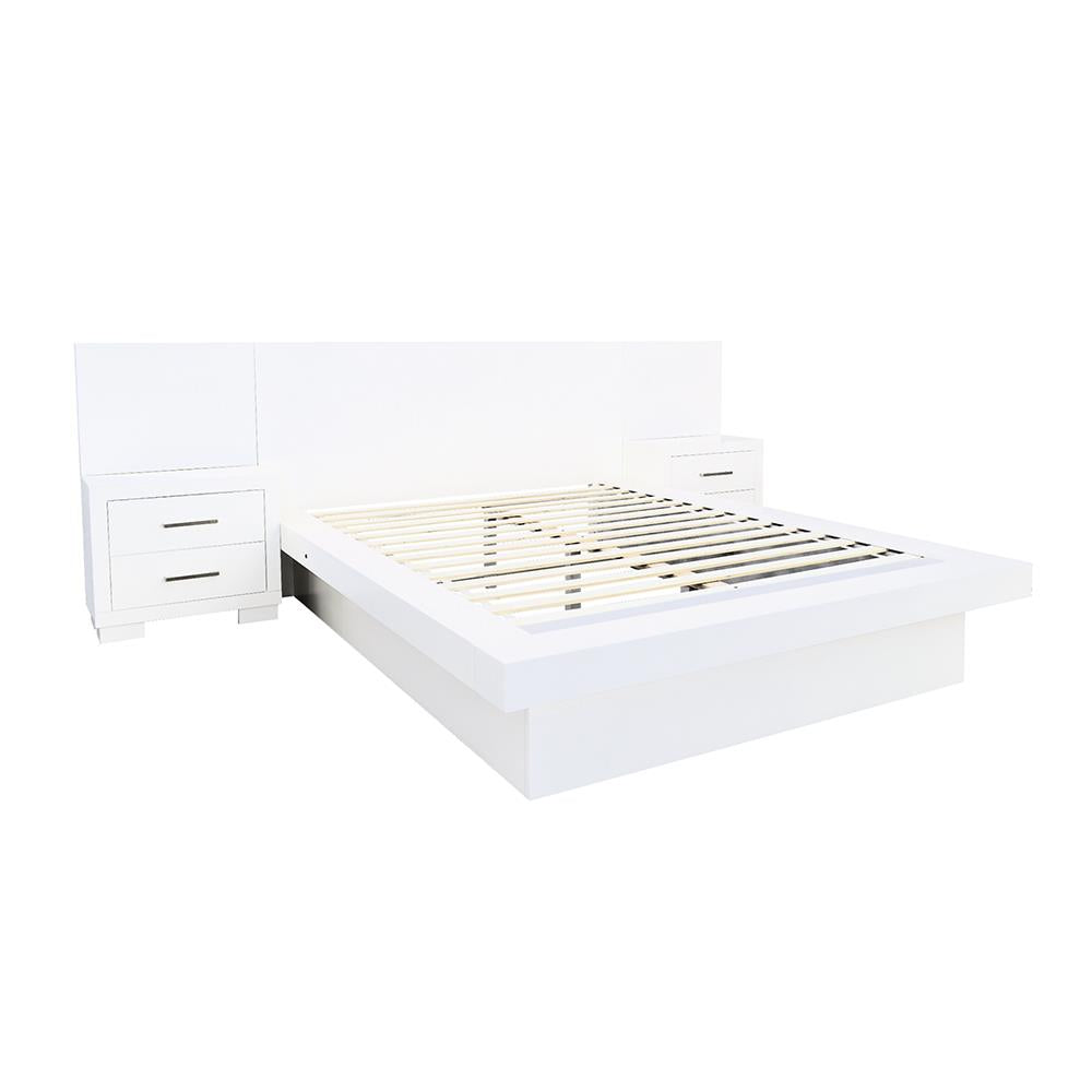 Jessica Eastern King Platform Bed with Rail Seating White - 202990KE - Bien Home Furniture & Electronics