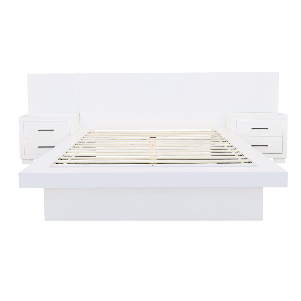 Jessica Eastern King Platform Bed with Rail Seating White - 202990KE - Bien Home Furniture & Electronics