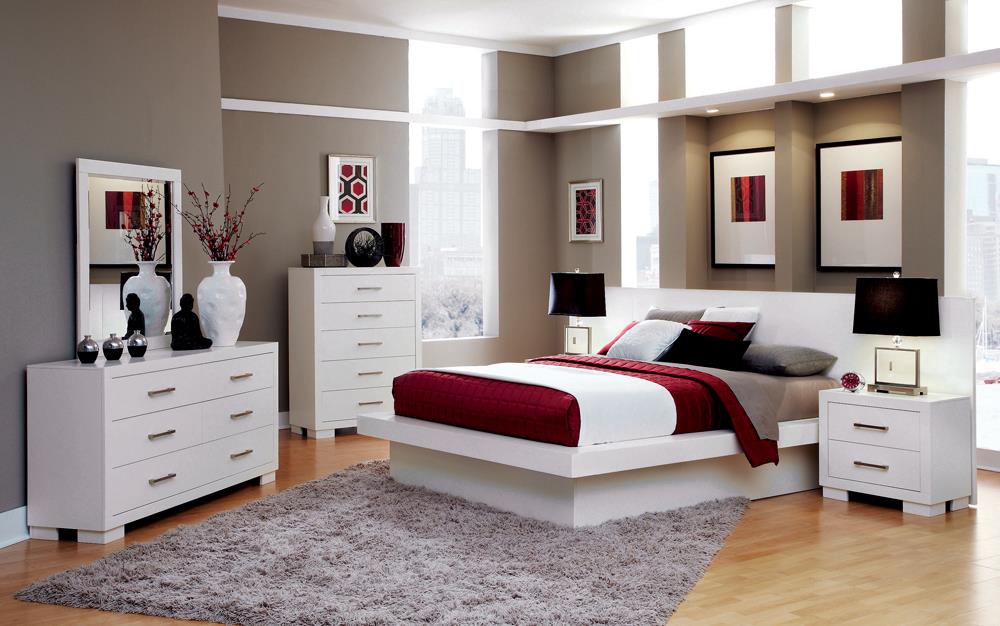 Jessica Eastern King Platform Bed with Rail Seating White - 202990KE - Bien Home Furniture & Electronics
