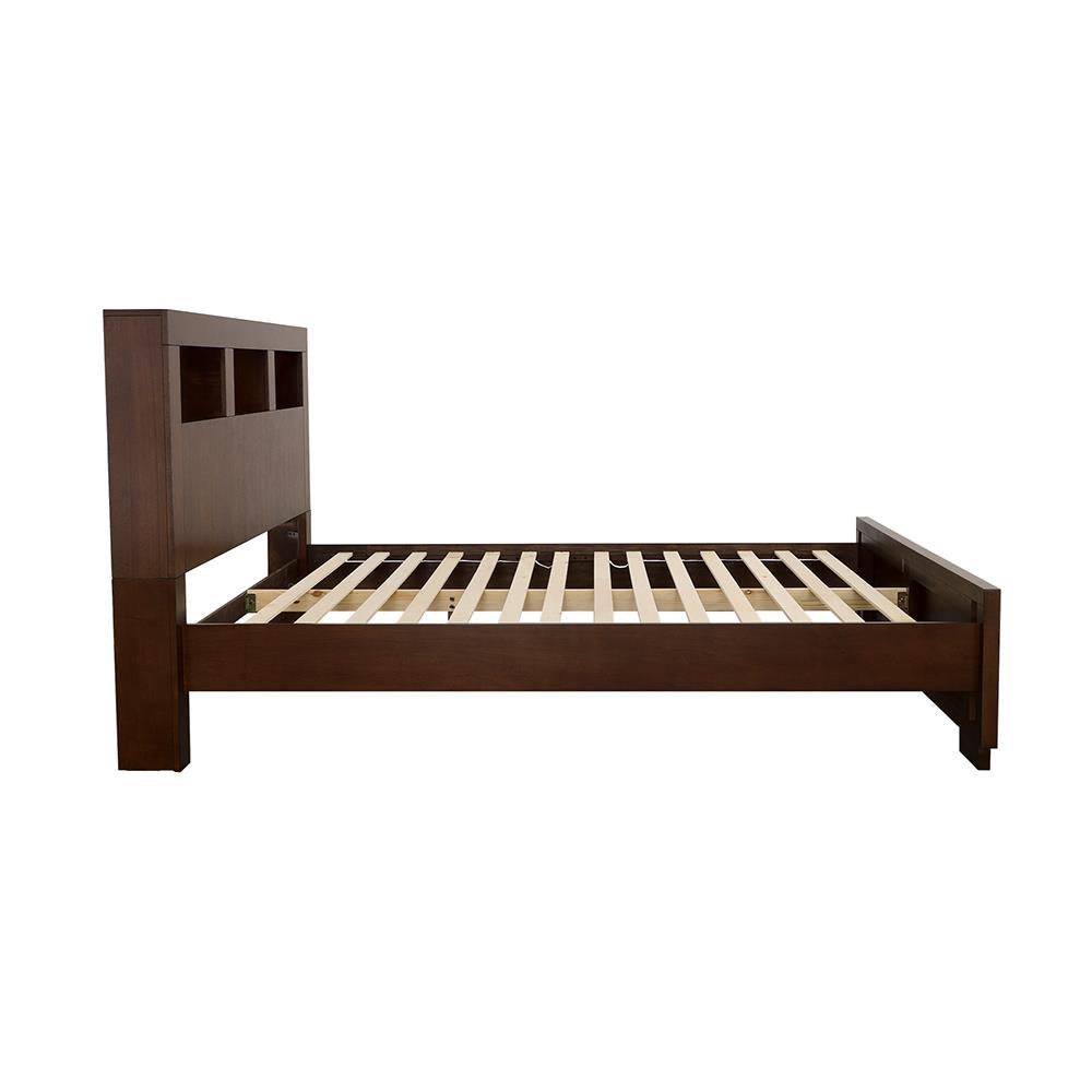 Jessica Queen Bed with Storage Headboard Cappuccino - 200719Q - Bien Home Furniture & Electronics