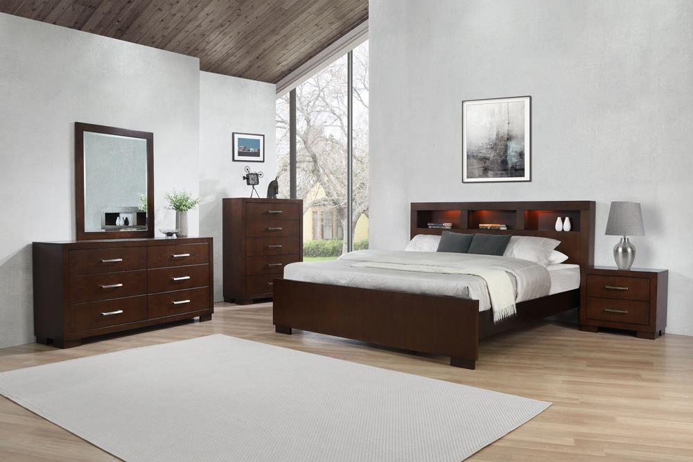 Jessica Queen Bed with Storage Headboard Cappuccino - 200719Q - Bien Home Furniture & Electronics